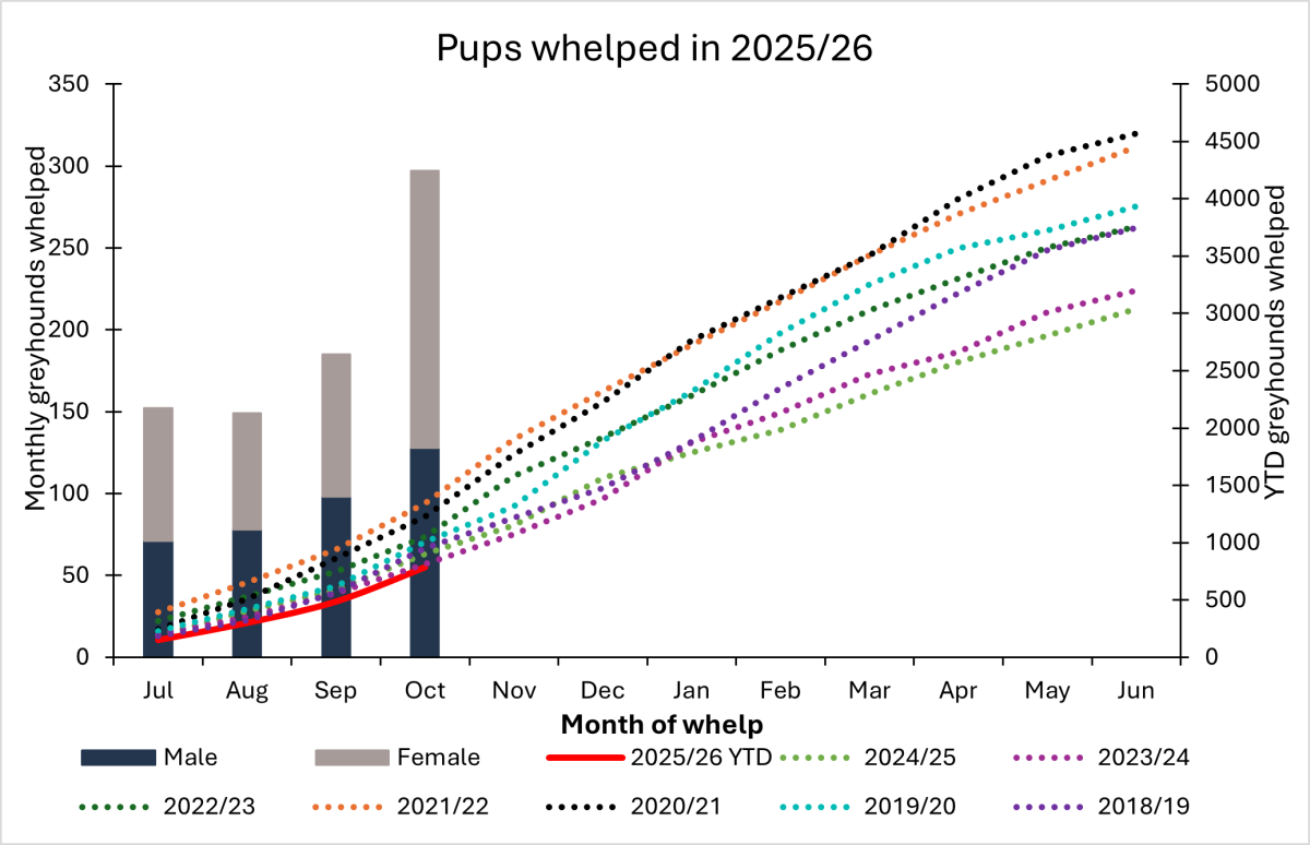 Whelping graph October 2025